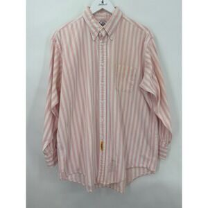 Vintage BD Baggies Pink White Striped Button Down Shirt Mens XL Made in USA
